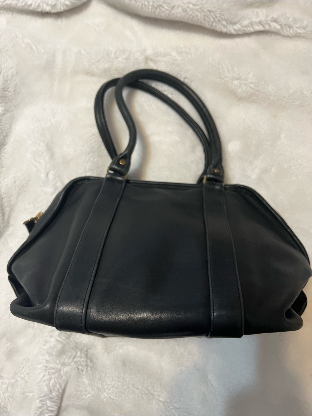 Black Leather Structured Tote Bag